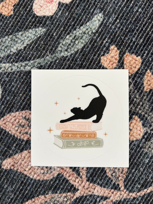 Cat & Books Sticker